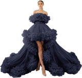 Ruffles Tulle Robe for Maternity Photoshoot Sheer Off Shoulder Maternity Robe Pregnant Baby Shower Prom Gown