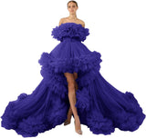 Ruffles Tulle Robe for Maternity Photoshoot Sheer Off Shoulder Maternity Robe Pregnant Baby Shower Prom Gown