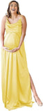 Spaghetti Strap Maternity Bridesmaid Dress for Photoshoot Long Satin Leg Split Pregnant Prom Party Gown