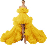 Ruffles Tulle Robe for Maternity Photoshoot Sheer Off Shoulder Maternity Robe Pregnant Baby Shower Prom Gown