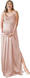 Spaghetti Strap Maternity Bridesmaid Dress for Photoshoot Long Satin Leg Split Pregnant Prom Party Gown
