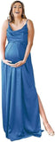 Spaghetti Strap Maternity Bridesmaid Dress for Photoshoot Long Satin Leg Split Pregnant Prom Party Gown