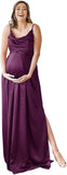 Spaghetti Strap Maternity Bridesmaid Dress for Photoshoot Long Satin Leg Split Pregnant Prom Party Gown