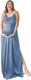 Spaghetti Strap Maternity Bridesmaid Dress for Photoshoot Long Satin Leg Split Pregnant Prom Party Gown