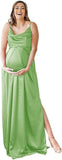 Spaghetti Strap Maternity Bridesmaid Dress for Photoshoot Long Satin Leg Split Pregnant Prom Party Gown