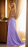 Women's Lace Applique Mermaid Prom Dresses Long with Slit Stretchy Satin V Neck Formal Evening Gown