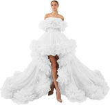 Ruffles Tulle Robe for Maternity Photoshoot Sheer Off Shoulder Maternity Robe Pregnant Baby Shower Prom Gown
