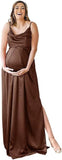 Spaghetti Strap Maternity Bridesmaid Dress for Photoshoot Long Satin Leg Split Pregnant Prom Party Gown