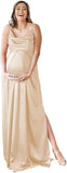 Spaghetti Strap Maternity Bridesmaid Dress for Photoshoot Long Satin Leg Split Pregnant Prom Party Gown