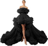 Ruffles Tulle Robe for Maternity Photoshoot Sheer Off Shoulder Maternity Robe Pregnant Baby Shower Prom Gown