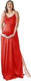 Spaghetti Strap Maternity Bridesmaid Dress for Photoshoot Long Satin Leg Split Pregnant Prom Party Gown