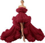 Ruffles Tulle Robe for Maternity Photoshoot Sheer Off Shoulder Maternity Robe Pregnant Baby Shower Prom Gown