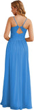 Spaghetti Strap Bridesmaid Dresses for Women Chiffon Long Formal Party Prom Gowns