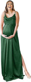 Spaghetti Strap Maternity Bridesmaid Dress for Photoshoot Long Satin Leg Split Pregnant Prom Party Gown