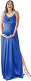 Spaghetti Strap Maternity Bridesmaid Dress for Photoshoot Long Satin Leg Split Pregnant Prom Party Gown