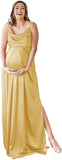 Spaghetti Strap Maternity Bridesmaid Dress for Photoshoot Long Satin Leg Split Pregnant Prom Party Gown