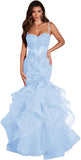 Women's Lace Applique Tulle Prom Dresses Long Mermaid Ruffles Sparkly Formal Evening Party Gown
