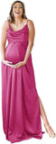 Spaghetti Strap Maternity Bridesmaid Dress for Photoshoot Long Satin Leg Split Pregnant Prom Party Gown