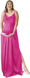 Spaghetti Strap Maternity Bridesmaid Dress for Photoshoot Long Satin Leg Split Pregnant Prom Party Gown