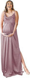 Spaghetti Strap Maternity Bridesmaid Dress for Photoshoot Long Satin Leg Split Pregnant Prom Party Gown