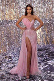 Sweetheart Mermaid Evening Dress Long Slit With Beadings