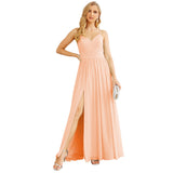 Spaghetti Strap Bridesmaid Dresses for Women Chiffon Long Formal Party Prom Gowns