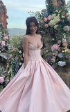 Pink Strapless A Line Long Prom Dress Elegant Evening Dress Brithday Outfits Y7531