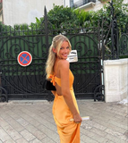 Charming Orange V Neck Mermaid Prom Dress Orange Evening Dress Y7233