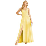 Spaghetti Strap Bridesmaid Dresses for Women Chiffon Long Formal Party Prom Gowns