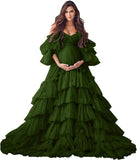 Puffy Tulle Robe Maternity Dress for Photoshoot Sheer Bridal Lingerie Wedding Gown Long Baby Shower Pregnancy Dresses