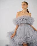 Ruffles Tulle Robe for Maternity Photoshoot Sheer Off Shoulder Maternity Robe Pregnant Baby Shower Prom Gown