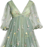 Embroidery Tulle Robe Maternity Dress for Photoshoot Ball Gown Slit Pregnancy Baby Shower Gown