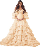 Puffy Tulle Robe Maternity Dress for Photoshoot Sheer Bridal Lingerie Wedding Gown Long Baby Shower Pregnancy Dresses
