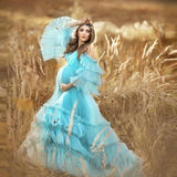 Puffy Tulle Robe Maternity Dress for Photoshoot Sheer Bridal Lingerie Wedding Gown Long Baby Shower Pregnancy Dresses
