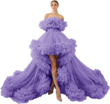 Ruffles Tulle Robe for Maternity Photoshoot Sheer Off Shoulder Maternity Robe Pregnant Baby Shower Prom Gown