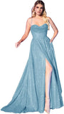 Women's Glitter Prom Dresses Long with Slit 2025 Spaghetti Strap Formal Evening Party Maxi Gown