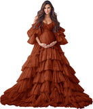 Puffy Tulle Robe Maternity Dress for Photoshoot Sheer Bridal Lingerie Wedding Gown Long Baby Shower Pregnancy Dresses