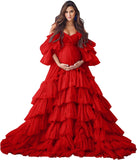 Puffy Tulle Robe Maternity Dress for Photoshoot Sheer Bridal Lingerie Wedding Gown Long Baby Shower Pregnancy Dresses