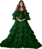 Puffy Tulle Robe Maternity Dress for Photoshoot Sheer Bridal Lingerie Wedding Gown Long Baby Shower Pregnancy Dresses
