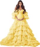 Puffy Tulle Robe Maternity Dress for Photoshoot Sheer Bridal Lingerie Wedding Gown Long Baby Shower Pregnancy Dresses