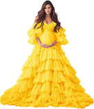 Puffy Tulle Robe Maternity Dress for Photoshoot Sheer Bridal Lingerie Wedding Gown Long Baby Shower Pregnancy Dresses