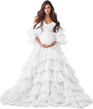 Puffy Tulle Robe Maternity Dress for Photoshoot Sheer Bridal Lingerie Wedding Gown Long Baby Shower Pregnancy Dresses