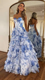 Strapless Corset Prom Dresses for Women 2025 Long Tiered Ruffle Chiffon Formal Evening Gown with Slit