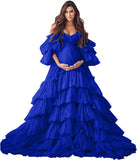 Puffy Tulle Robe Maternity Dress for Photoshoot Sheer Bridal Lingerie Wedding Gown Long Baby Shower Pregnancy Dresses