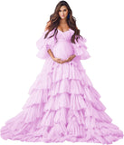 Puffy Tulle Robe Maternity Dress for Photoshoot Sheer Bridal Lingerie Wedding Gown Long Baby Shower Pregnancy Dresses