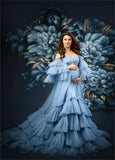 Puffy Tulle Robe Maternity Dress for Photoshoot Sheer Bridal Lingerie Wedding Gown Long Baby Shower Pregnancy Dresses