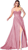 Women's Glitter Prom Dresses Long with Slit 2025 Spaghetti Strap Formal Evening Party Maxi Gown
