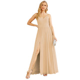 Spaghetti Strap Bridesmaid Dresses for Women Chiffon Long Formal Party Prom Gowns