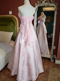 Pink Shimmering Satin Spaghetti Straps Prom Dress Fairy A Line Princess Dress Evening Gown Y7555