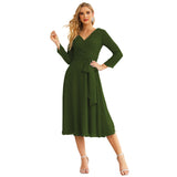 Sunnderly Chiffon Bridesmaid Dress V-Back Waist Belt Formal Prom Gown Mother of The Bride Wedding Guest